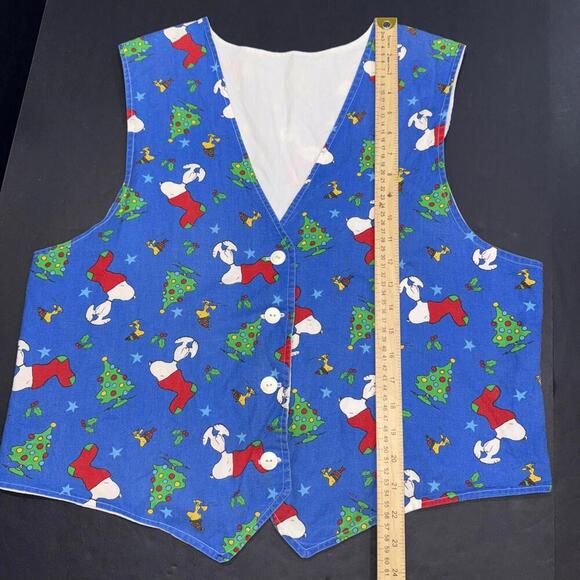 Snoopy Woodstock Handmade Christmas Tree Holly 4 Button Vest - Picture 6 of 10